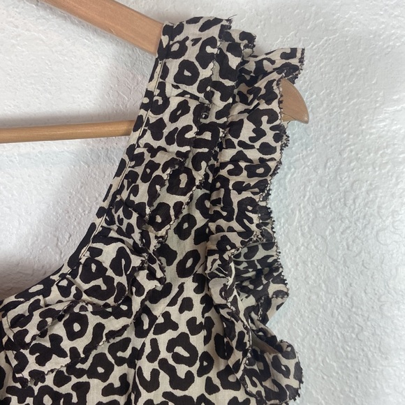 SEA New York Leopard button front ruffle Sleeve midi Dress - Picture 4 of 7